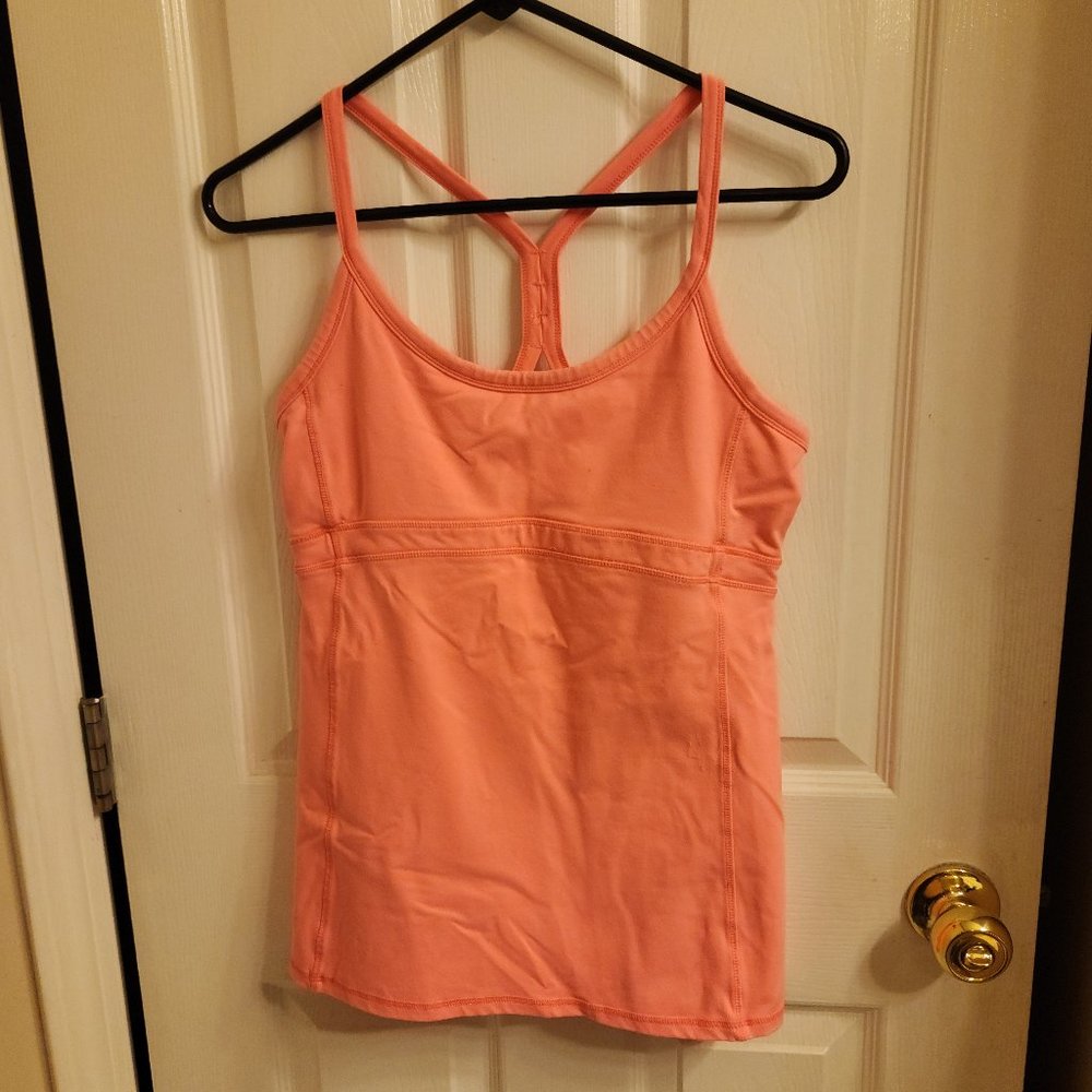 Kyodon Workout Tank Top Pink, Built in Bra, Peek-A-Boo Racerback, Size M